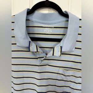 Saddlebred Comfort Flex Big And Tall Blue And Yellow Striped Polo EUC